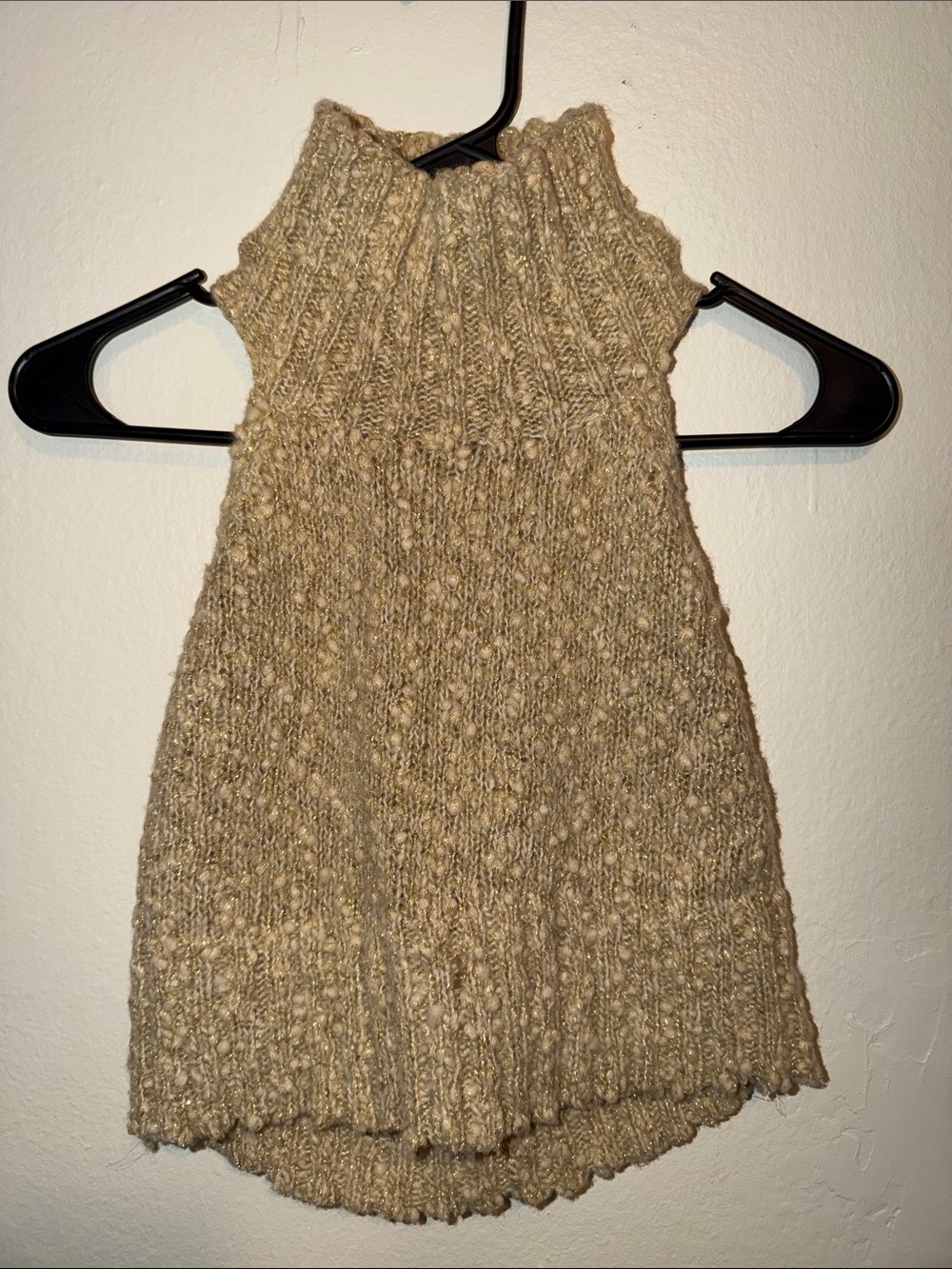 Express Metallic Blend Chunky Knit Sleeveless Turtleneck - Beige